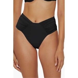 BECCA Color‎ Code High Cut Bikini Bottoms BLACK Medium